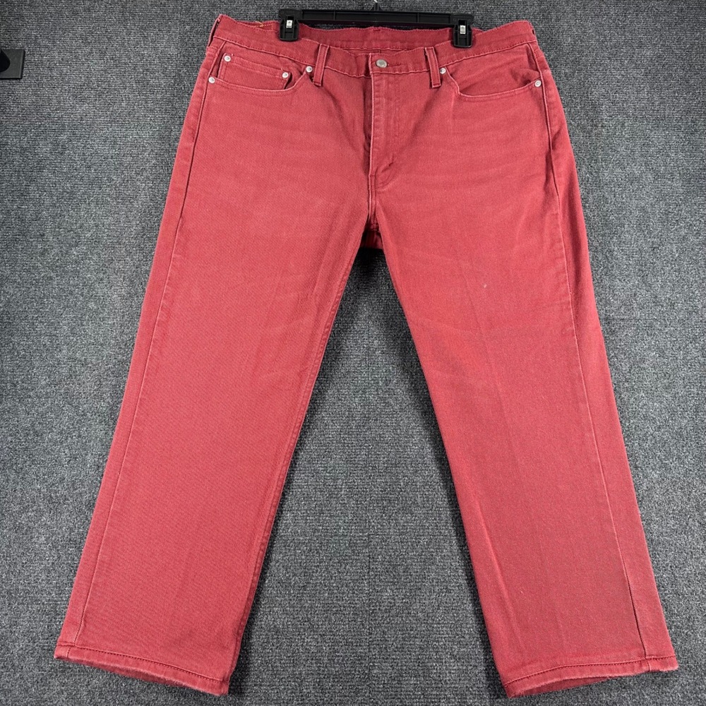 Levi's 514 Jeans Mens 38x32 W38 L32 Red Straight Fit Stretch Denim